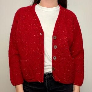 vintage THE LIMITED 100% wool color speckled chunky cardigan size M (runs small)